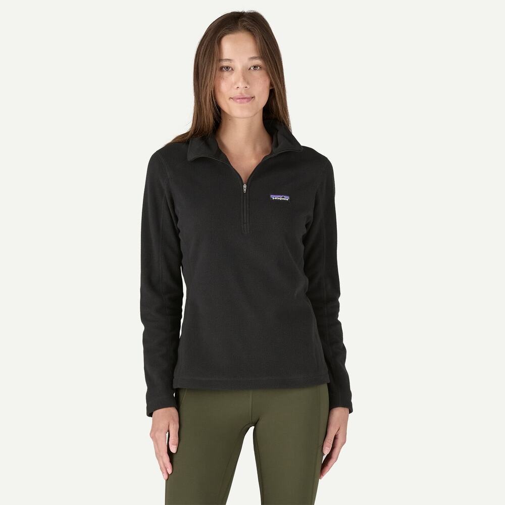 Patagonia Women's Micro D® 1/4-Zip Pullover in Black Size Small EUC